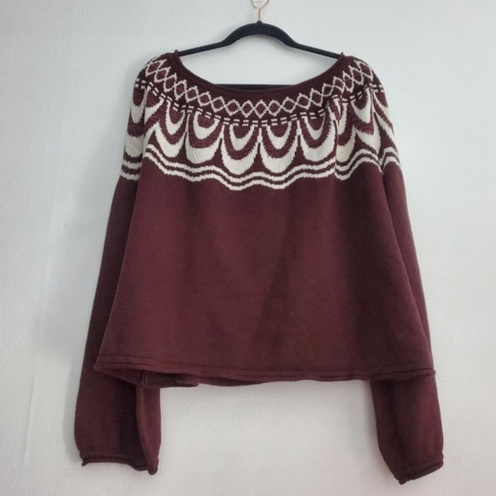 NWT Anthropologie Field Flower Metallic Bib Pullover Sweater Size XL - Picture 4 of 10